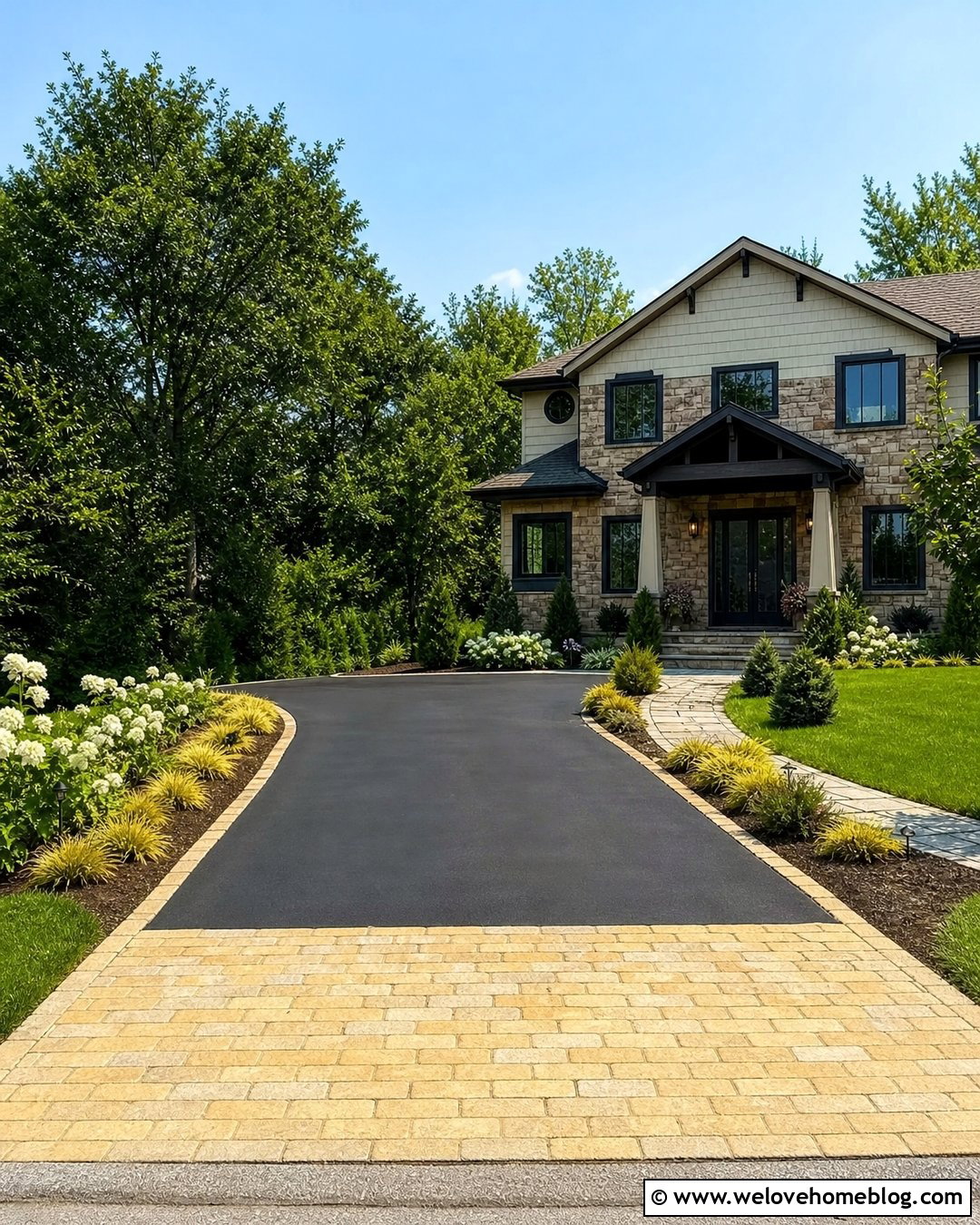 Yellow Belgian Block Apron With Asphalt - 20 Belgian Block Driveway Apron Ideas