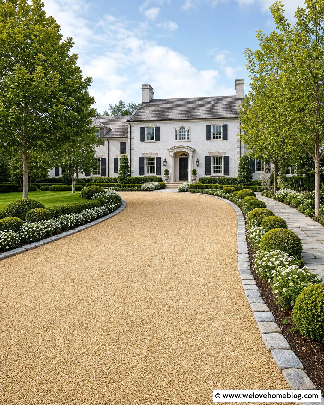 Yellow Gravel Driveway With Cobblestone Border - 20 Yellow Gravel Driveway Ideas