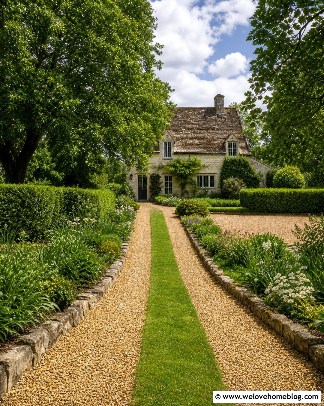 Yellow Gravel Driveway With Grass Center Strip - 20 Yellow Gravel Driveway Ideas