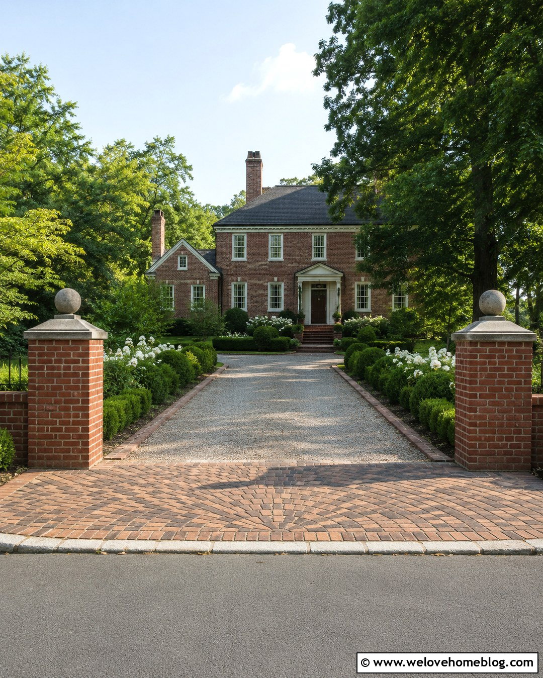 s House Driveway With Brick Pillars - 20 1930s driveway ideas