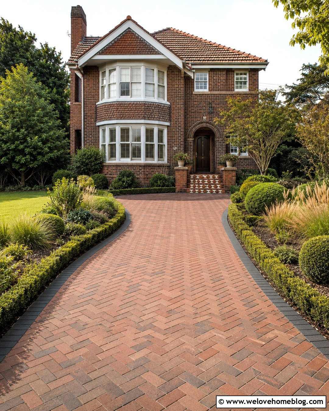 s House Herringbone Brick Driveway - 20 1930s driveway ideas